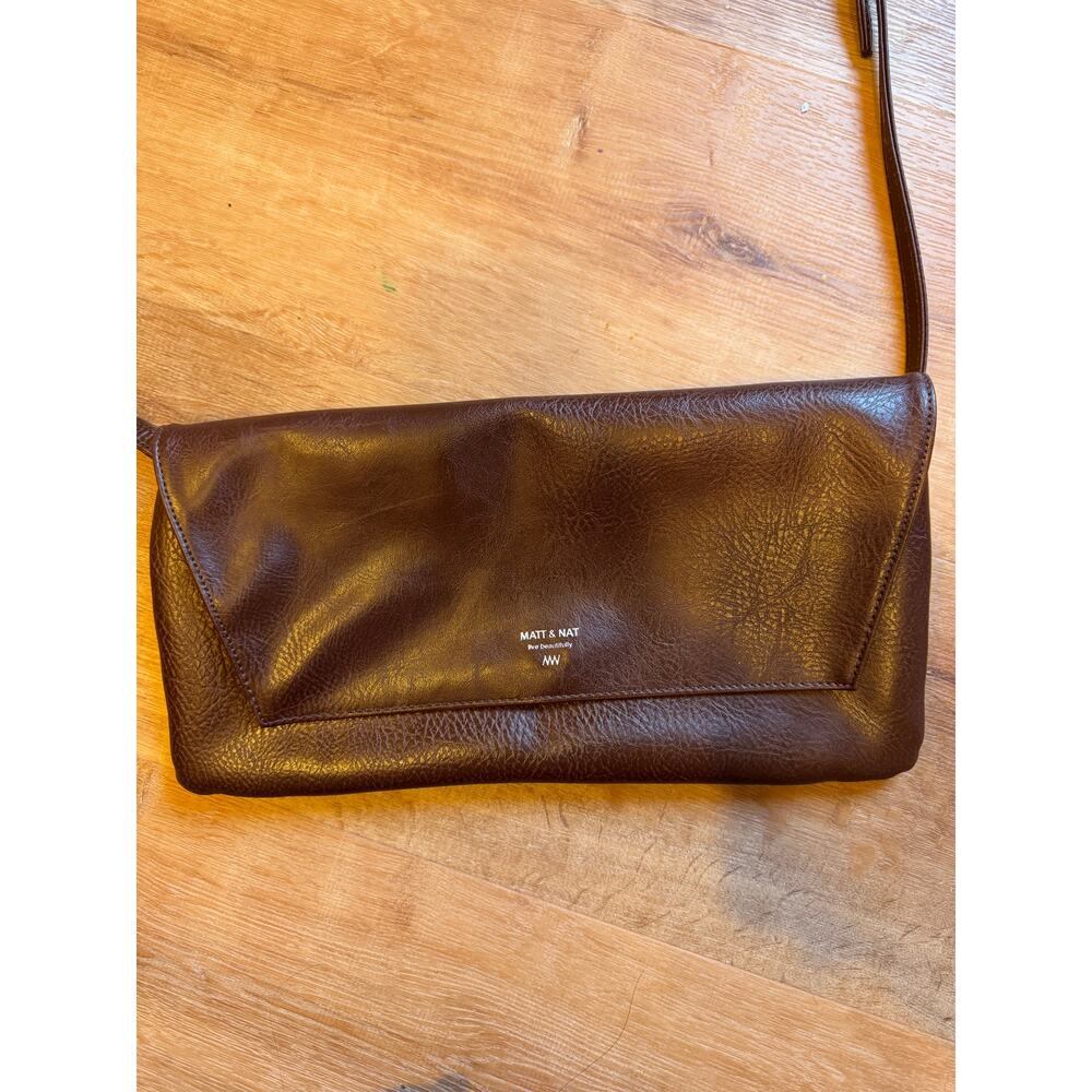 Matt And Nat Brown Vegan Leather Crossbody Bag With Adjustable Strap